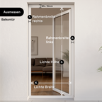 Ausmessbild Außenrollo für Balkontüren/bodentiefe Fenster